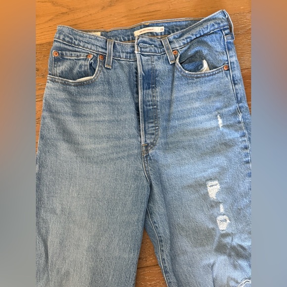 Levi High Waisted Ribcage Denim Straight Jean Medium Wash - Picture 5 of 8